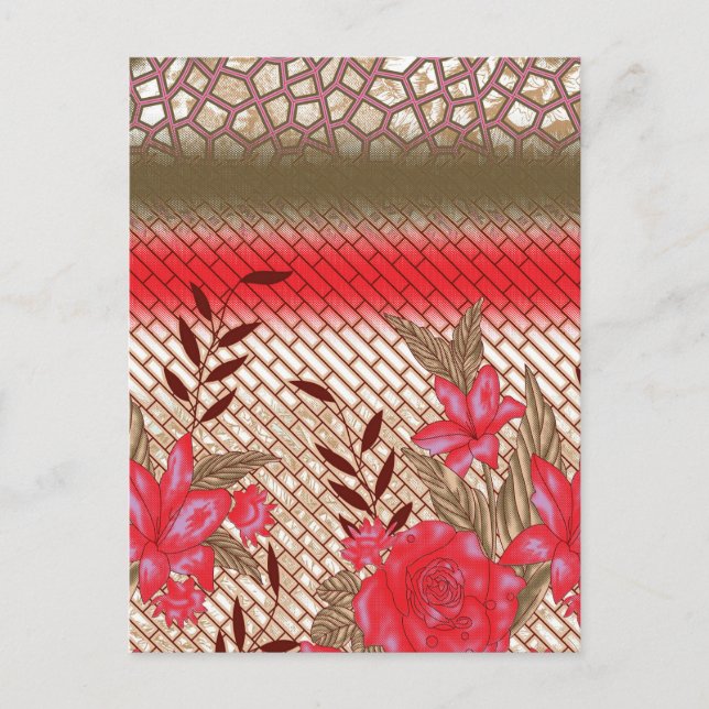 Intricate fabric design featuring floral patterns  holiday postcard (Front)
