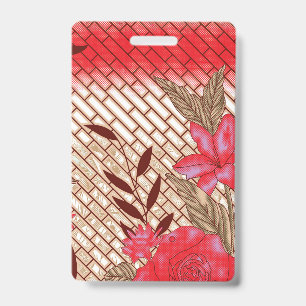 Intricate fabric design featuring floral patterns  ID badge