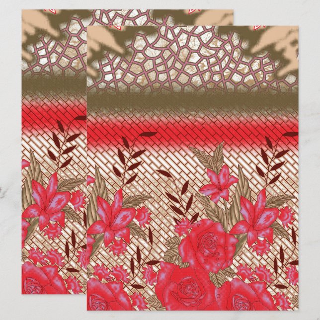 Intricate fabric design featuring floral patterns  invitation (Front/Back)