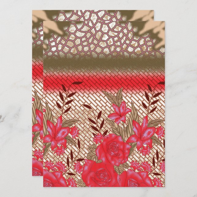 Intricate fabric design featuring floral patterns  invitation (Front/Back)