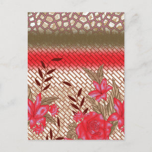 Intricate fabric design featuring floral patterns invitation postcard