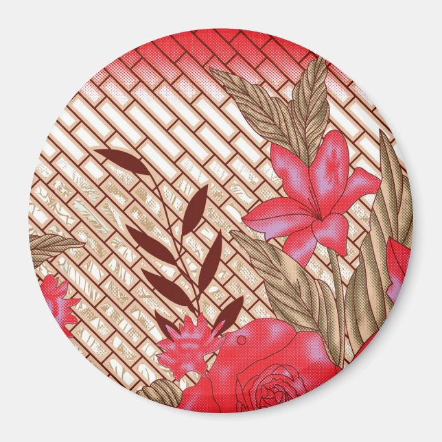 Intricate fabric design featuring floral patterns  magnet (Front)