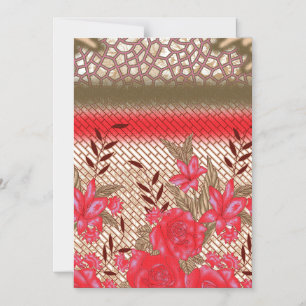 Intricate fabric design featuring floral patterns  magnetic invitation