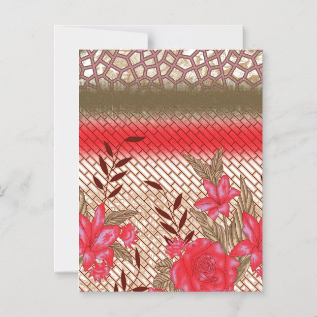 Intricate fabric design featuring floral patterns  magnetic invitation (Front)