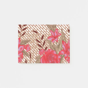 Intricate fabric design featuring floral patterns post-it notes
