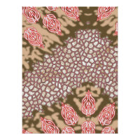 Intricate fabric design featuring floral patterns 