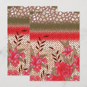 Intricate fabric design featuring floral patterns  thank you card