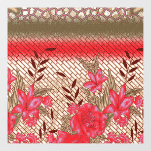 Intricate fabric design featuring floral patterns  window cling