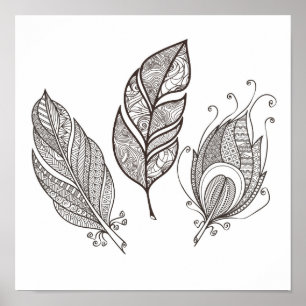 Intricate Feather Doodle 2 Poster
