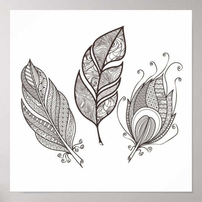 Intricate Feather Doodle 2 Poster (Front)