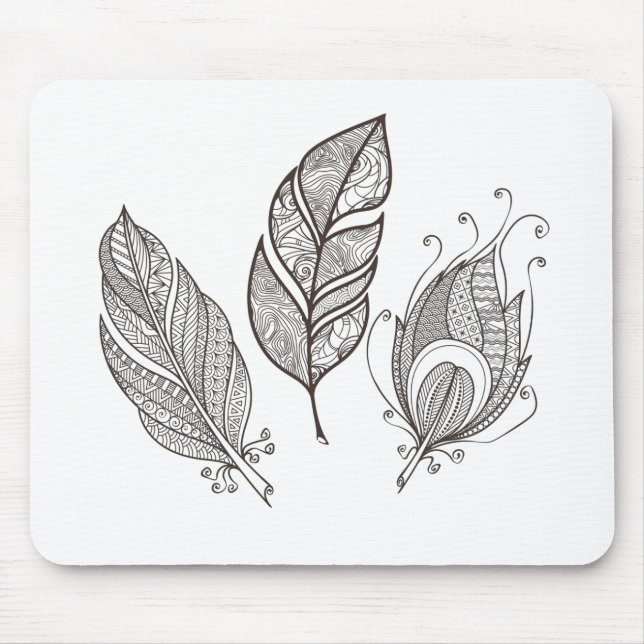 Intricate Feather Doodle Mouse Mat (Front)