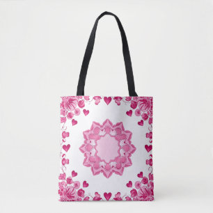 Intricate Floral and Heart Design Shoulder Tote Ba Bag