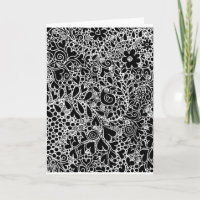 Intricate Floral and Hearts Folded Greeting Card