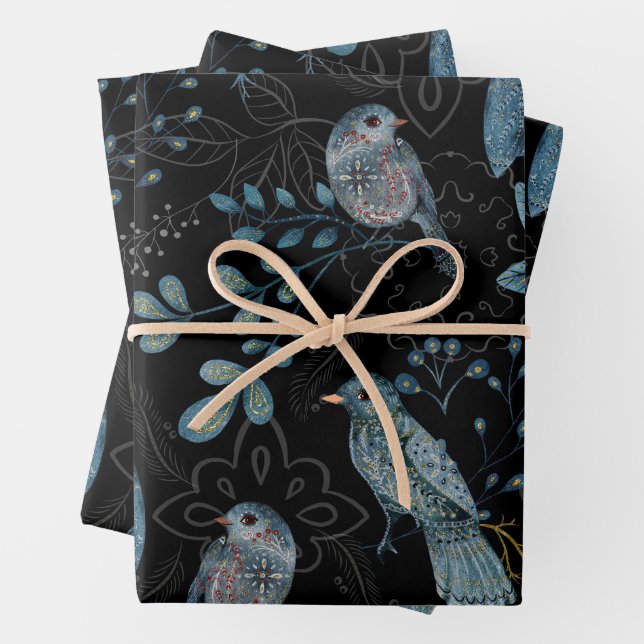 Intricate  floral and paisley  pattern  wrapping paper sheet (In situ)