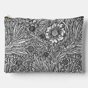 Intricate Floral Design in Black and White Accessory Pouch