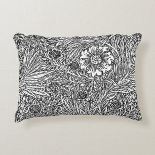 Intricate Floral Design in Black and White Decorative Cushion