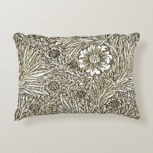 Intricate Floral Design in Brown and White Decorative Cushion