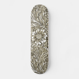 Intricate Floral Design in Brown and White Skateboard