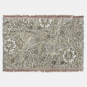 Intricate Floral Design in Brown and White Throw Blanket