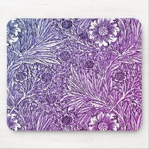 Intricate Floral Design in Purple Hues and White Mouse Mat