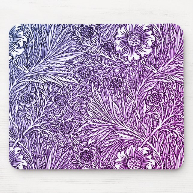 Intricate Floral Design in Purple Hues and White Mouse Mat (Front)