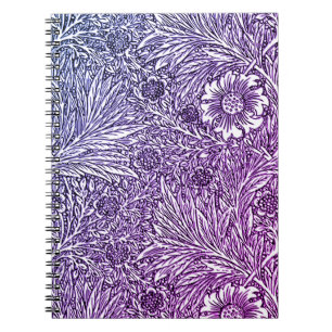 Intricate Floral Design in Purple Hues and White Notebook