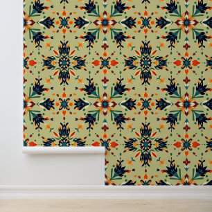 Intricate Floral Mandala Pattern in Earth Tones Wallpaper