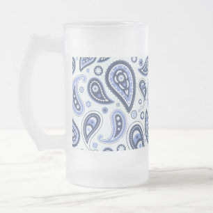 Intricate Floral Paisley Print Design Frosted Glass Beer Mug