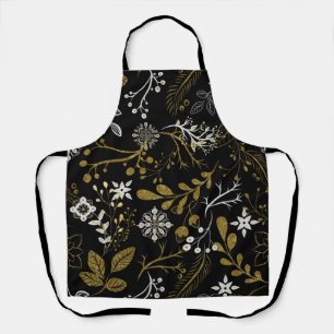Intricate floral pattern with gold and white  apron