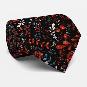 Intricate floral pattern with gold and white  neck tie