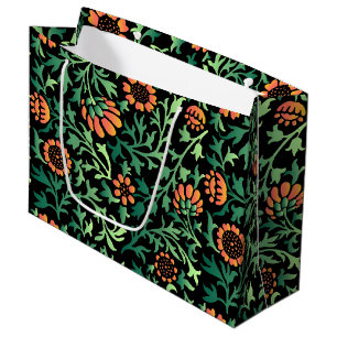 Intricate Floral Pattern with Green Leaves Large Gift Bag