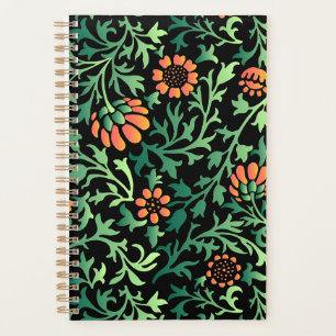 Intricate Floral Pattern with Green Leaves Planner