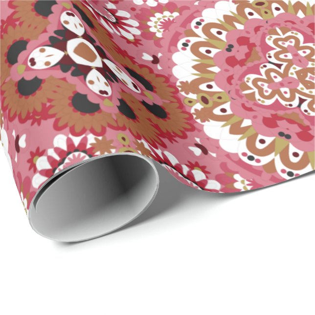 Intricate floral pattern with ornate circles  wrapping paper (Roll Corner)