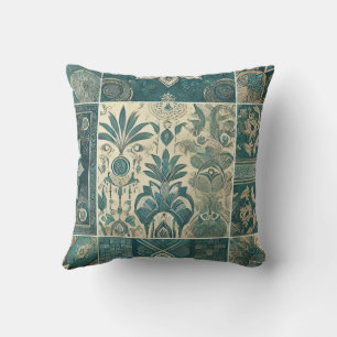 Intricate Floral Trending Teal Design Cushion