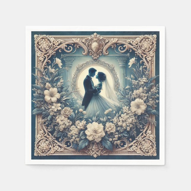Intricate Floral Wedding Theme Napkin (Front)