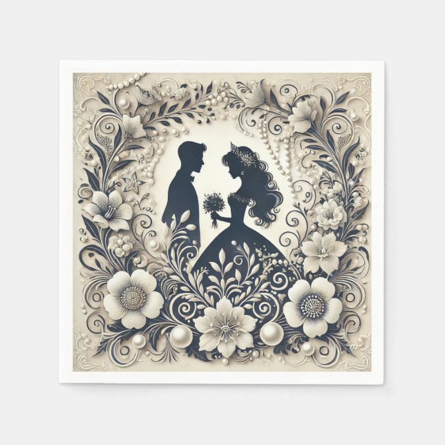 Intricate Floral Wedding Theme Napkin (Front)