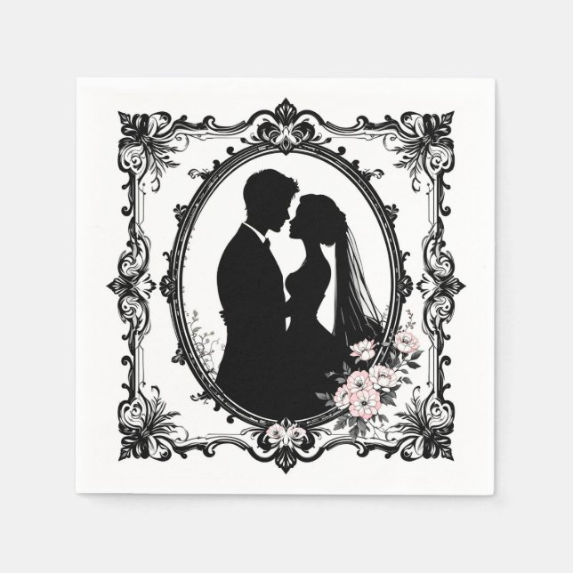 Intricate Floral Wedding Theme Napkin (Front)