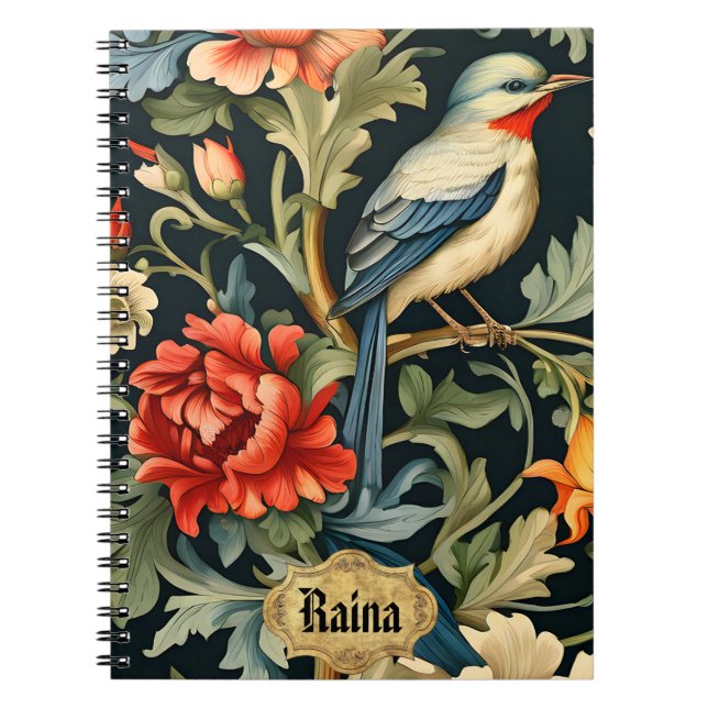 Intricate Floral with Bird Notebook (Front)