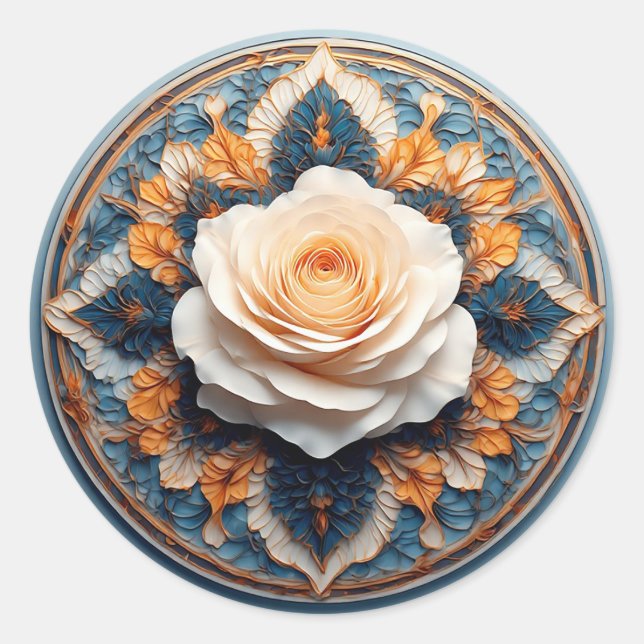 Intricate Flower Design Classic Round Sticker (Front)