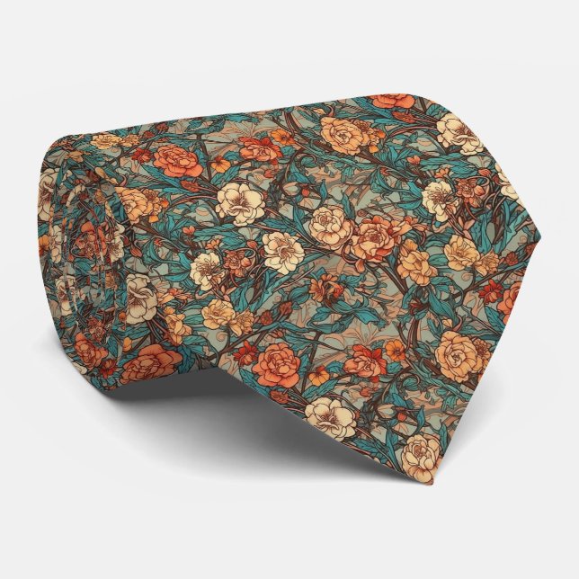 Intricate Flowers Tie (Rolled)