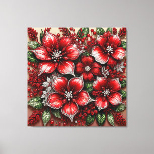 Intricate Gem Embellished Floral Design Canvas Print