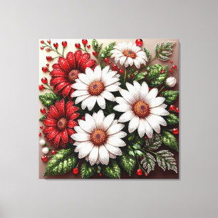 Intricate Gem Embellished Floral Design Canvas Print