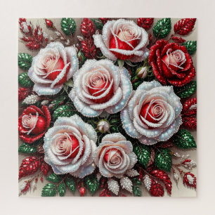 Intricate Gem Embellished Floral Design Jigsaw Puzzle