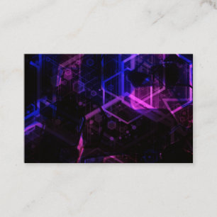 Intricate geometric colour neon pattern business card