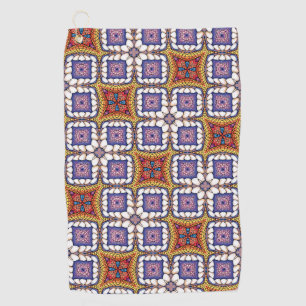 Intricate Geometric Floral Pattern Golf Towel