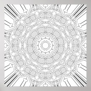 Intricate Geometric Mandala with Tribal Motifs Poster