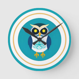 Intricate Geometric Owl Illustration Round Clock