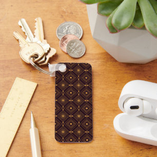 Intricate geometric pattern with gold diamond key ring