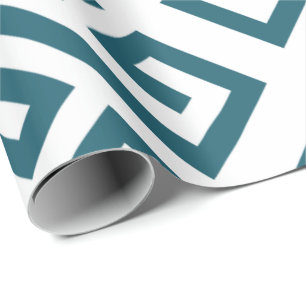 Intricate geometric pattern with teal Greek Wrapping Paper