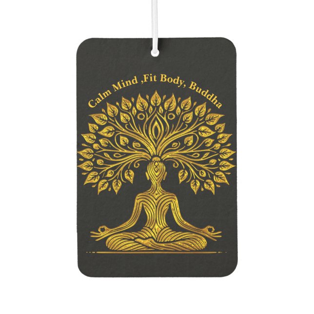 Intricate Gold Buddha Sculpture Car Air Freshener (Front)